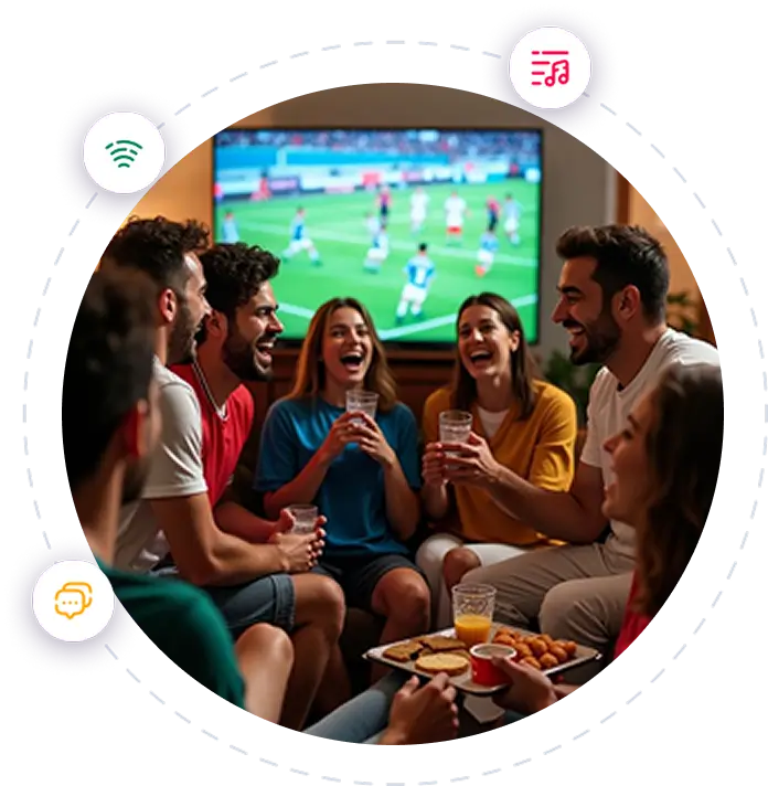 Famille profitant d'un abonnement IPTV premium sur une Smart TV en France