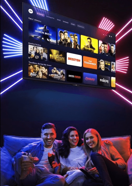 Clients choisissant un film en 4K sur leur interface IPTV premium